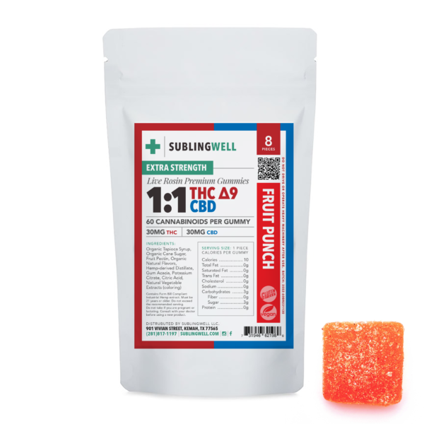 1:1 CBD / D9 60mg Gummy (extra stregth)